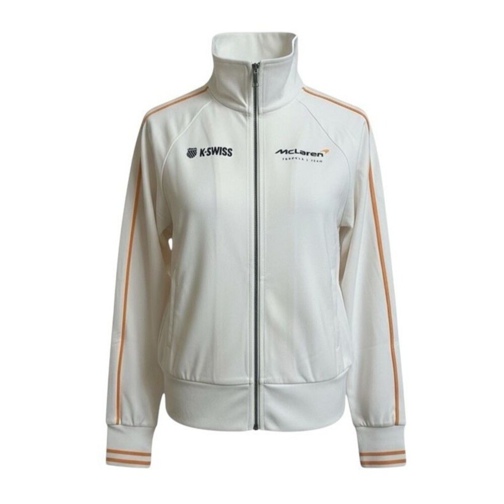 NWT F1 Formula One McLaren Women's L White Retro Soft Track Jacket NEW Large